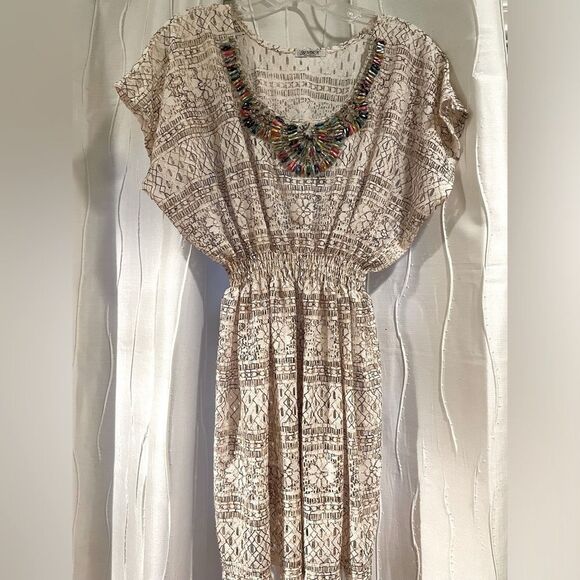 Lace Dress with Beaded Neckline - Picture 1 of 5